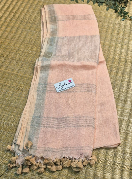 Woodland Whispers | Light Peach Jayshree Linen Saree