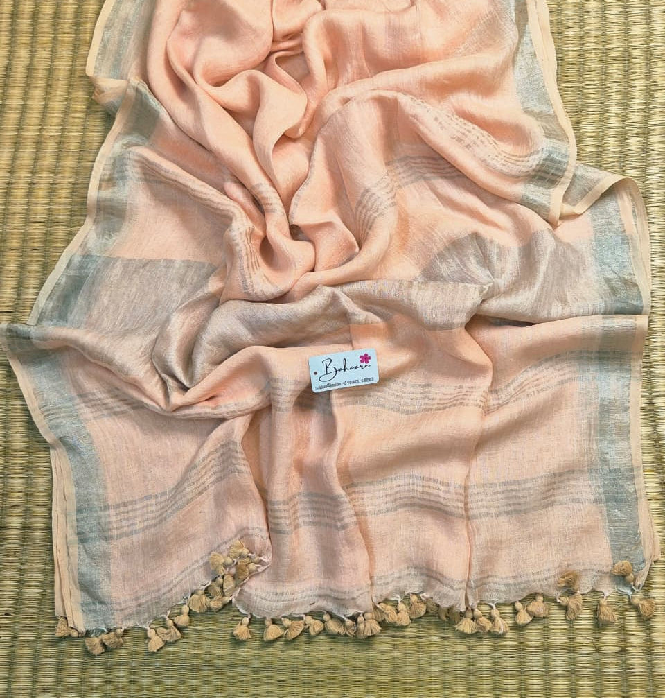 Woodland Whispers | Light Peach Jayshree Linen Saree