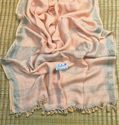 Woodland Whispers | Light Peach Jayshree Linen Saree