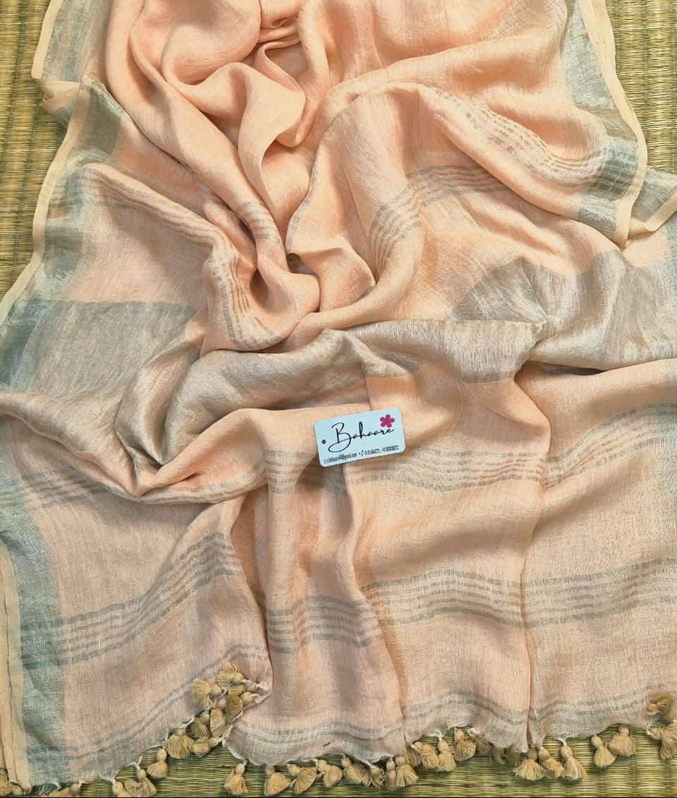 Woodland Whispers | Light Peach Jayshree Linen Saree