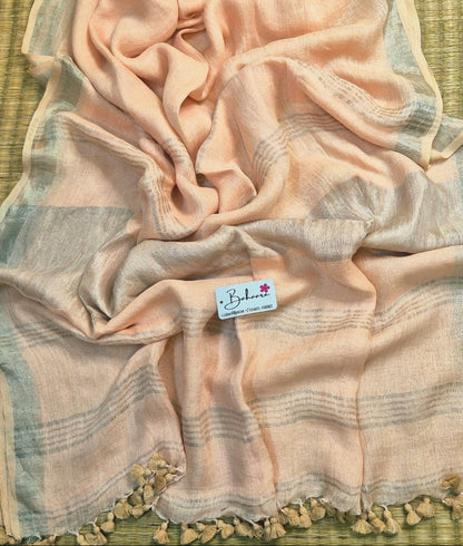 Woodland Whispers | Light Peach Jayshree Linen Saree