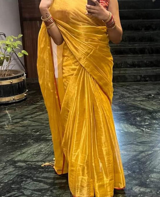 Suhani | Mustard Gold Tissue Saree