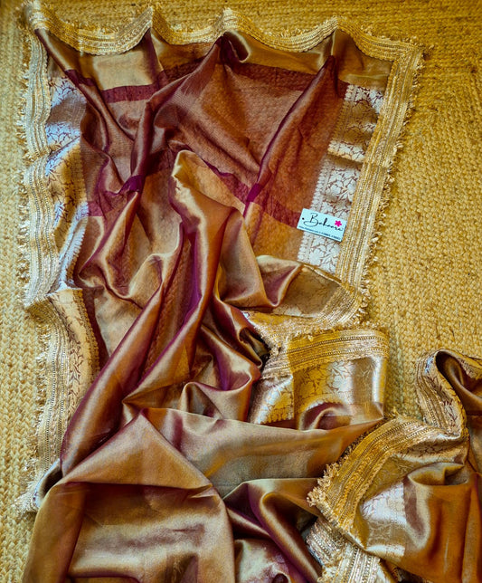 Utsav | Bronze Hue Tissue Organza Saree with Zari Lace