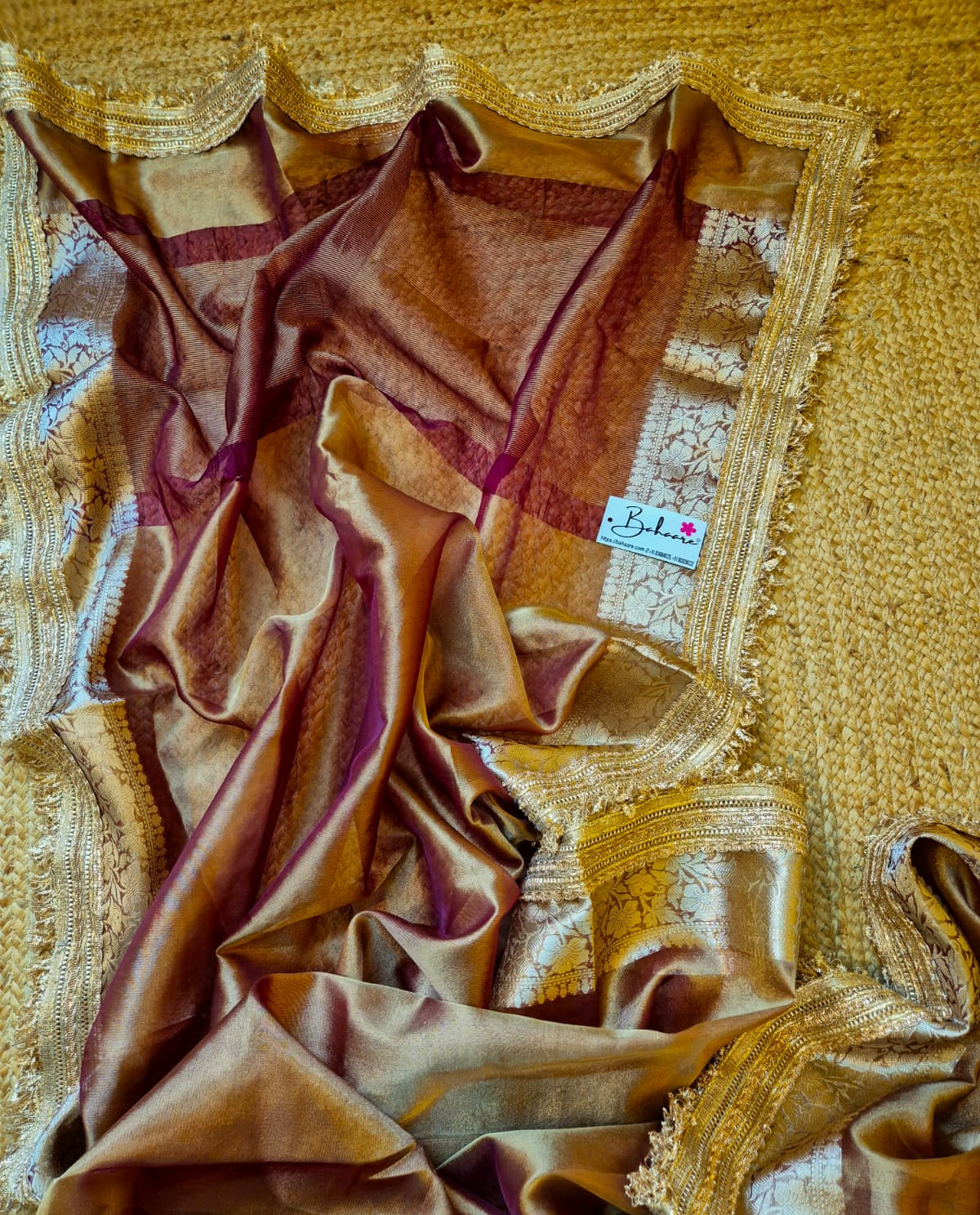 Utsav | Bronze Hue Tissue Organza Saree with Zari Lace