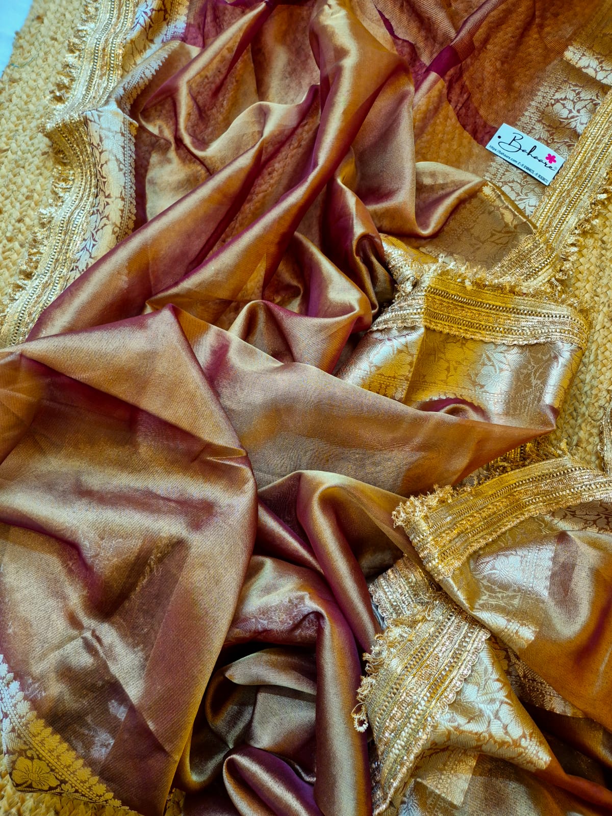 Utsav | Bronze Hue Tissue Organza Saree with Zari Lace