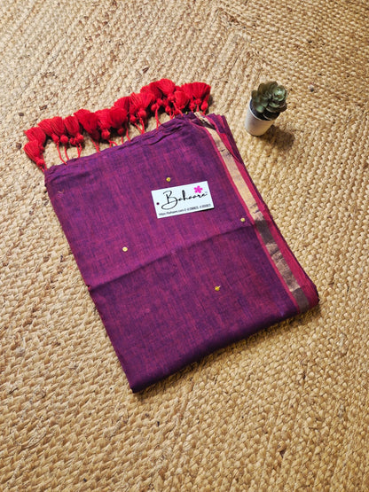 Shimmering Starlight | Purple Dual Tone Mul Mul Cotton Saree