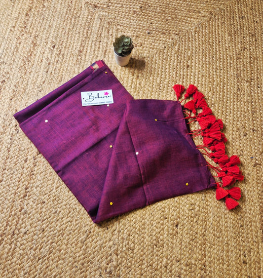 Shimmering Starlight | Purple Dual Tone Mul Mul Cotton Saree