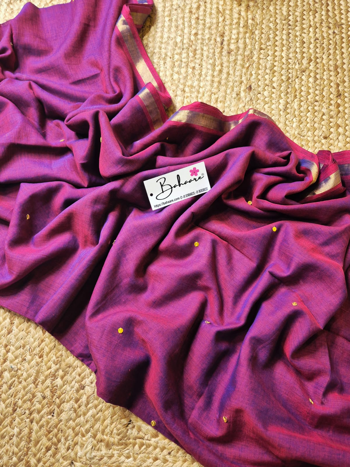 Shimmering Starlight | Purple Dual Tone Mul Mul Cotton Saree