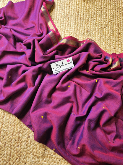 Shimmering Starlight | Purple Dual Tone Mul Mul Cotton Saree
