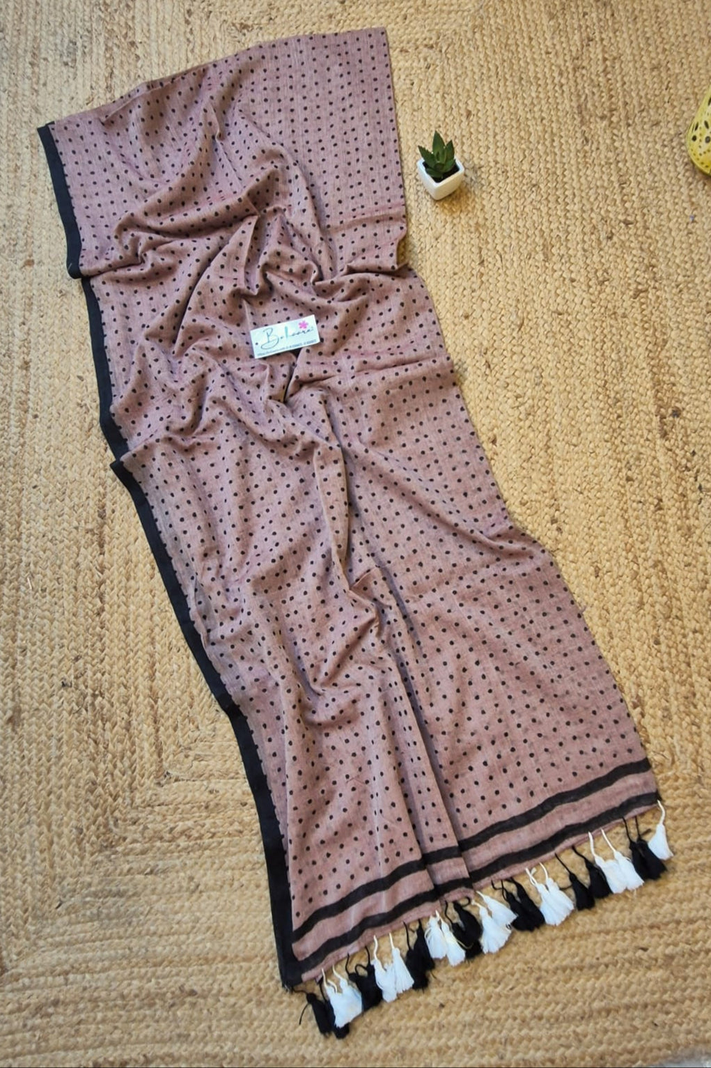 Polka Passion | Brown and Black Mul Mul Cotton Saree