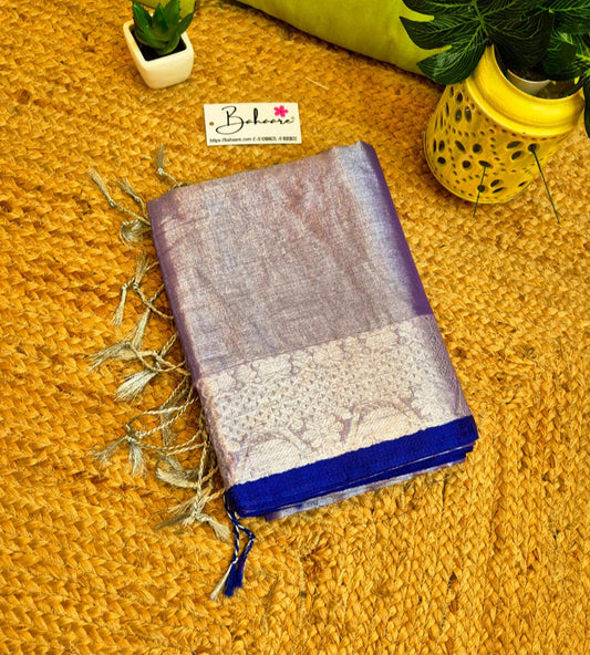 Surmai | Lavender Tissue Cotton Saree