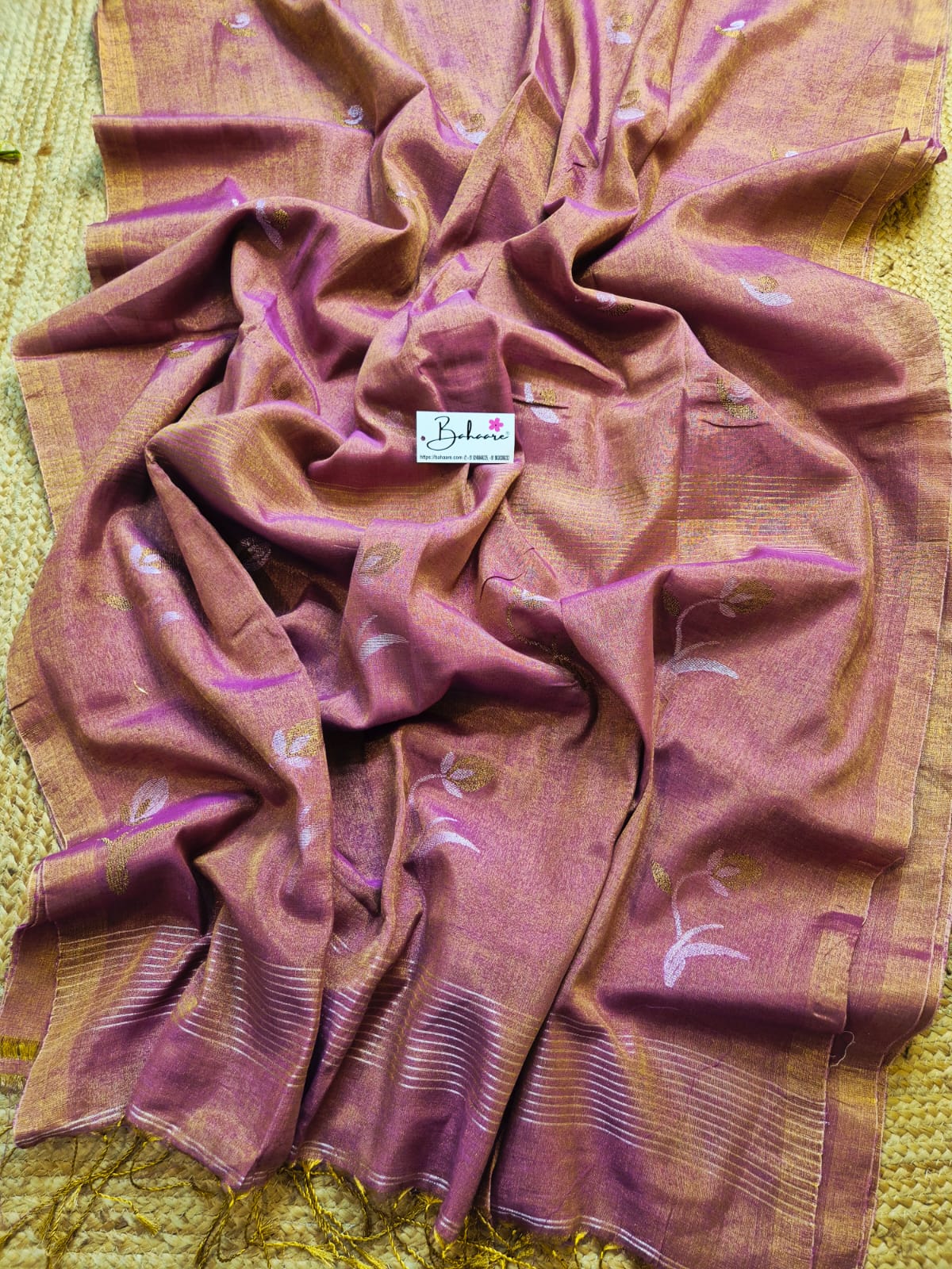 Springtime Serenity | Light Magenta Tissue Linen Saree