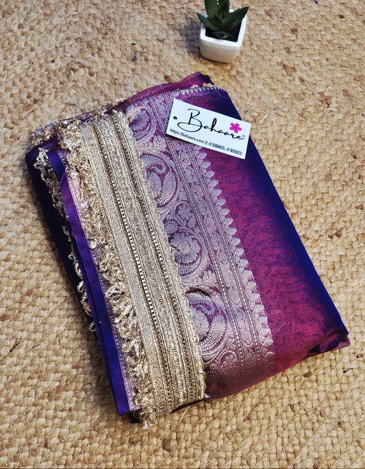 Utsav | Purple Dual Tone Benarasi Tissue Silk Saree