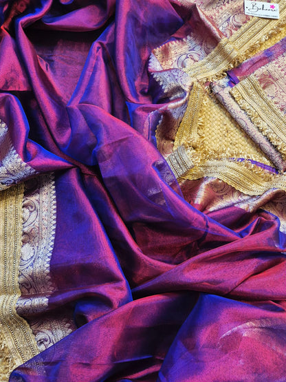Utsav | Purple Dual Tone Benarasi Tissue Silk Saree