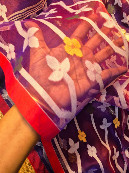 Utsav | Purple Dual Tone Muslin Silk Jamdani Saree