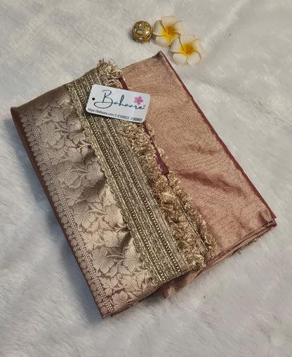 Utsav | Bronze Hue Tissue Organza Saree with Zari Lace