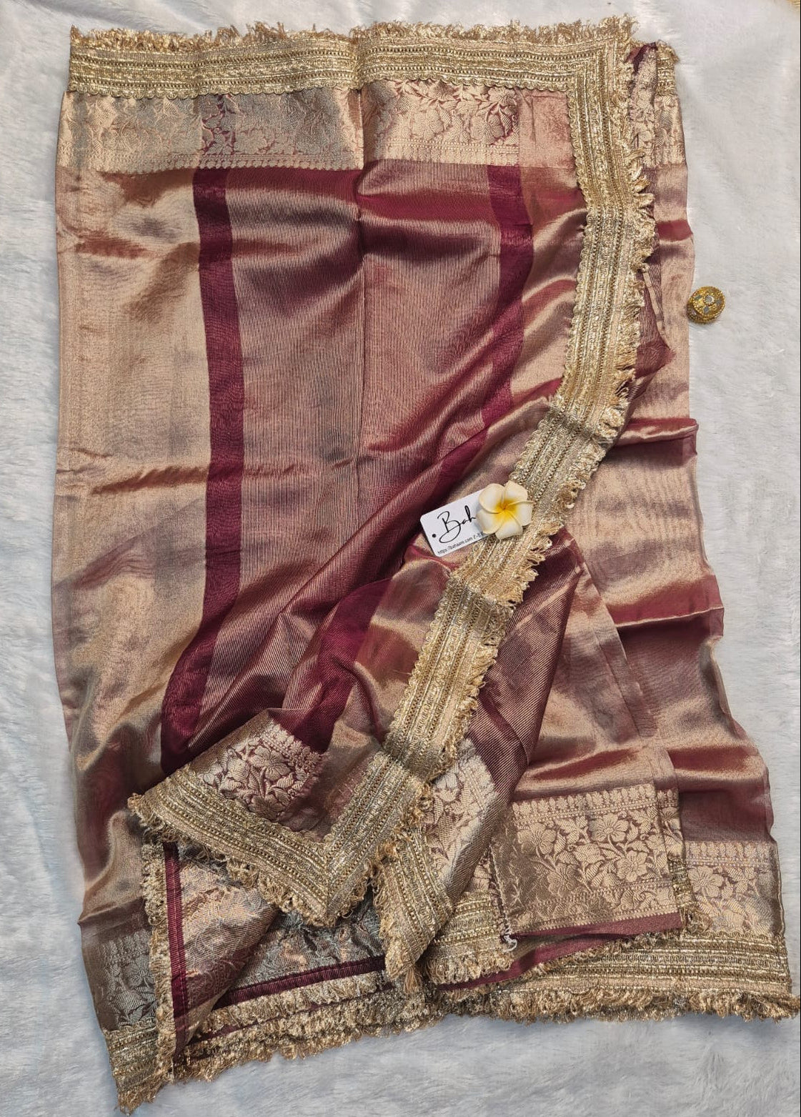 Utsav | Bronze Hue Tissue Organza Saree with Zari Lace