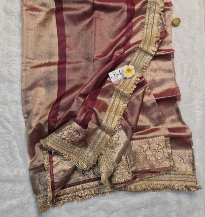 Utsav | Bronze Hue Tissue Organza Saree with Zari Lace