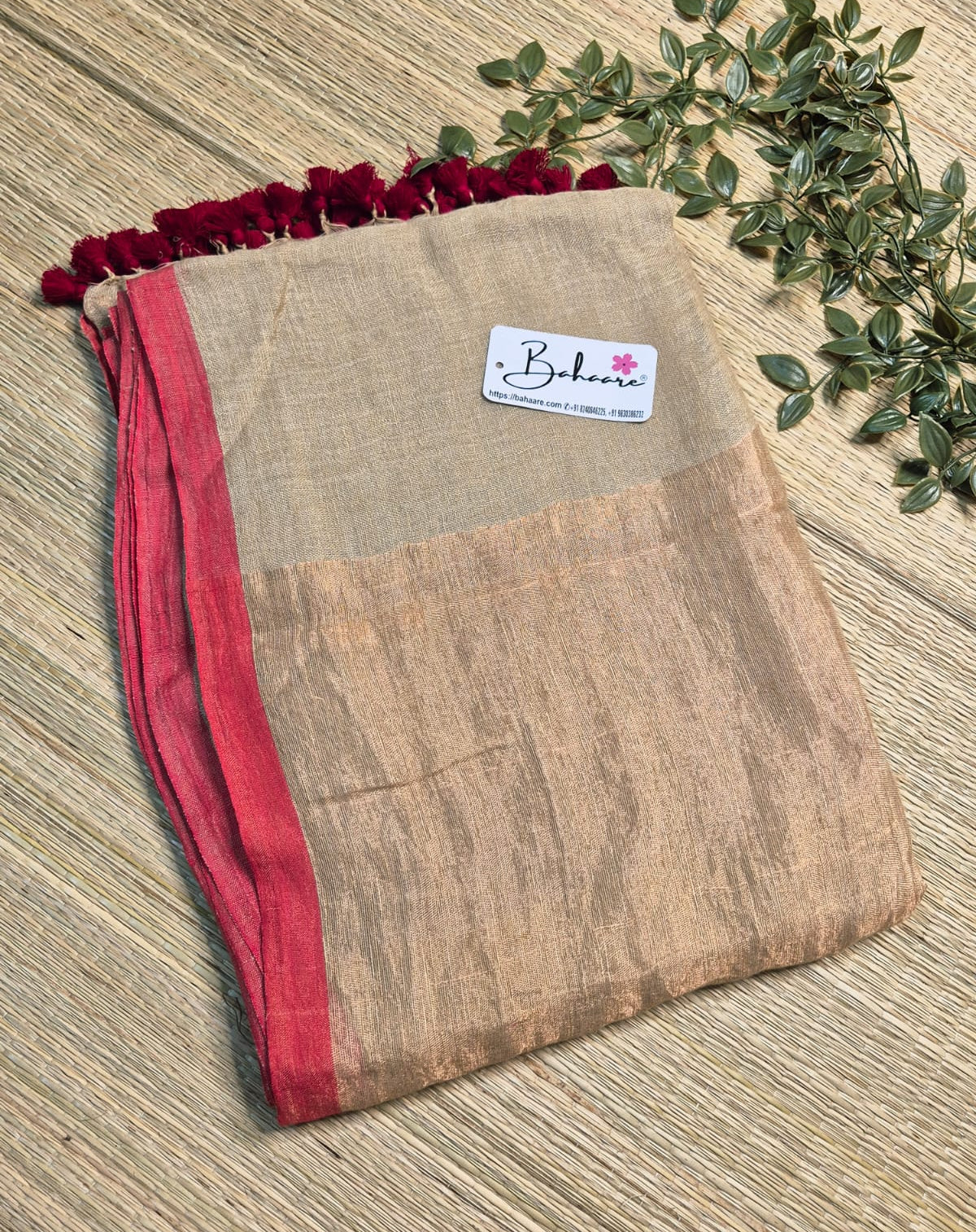 Woodland Whispers | Olive Beige Jayshree Linen Saree