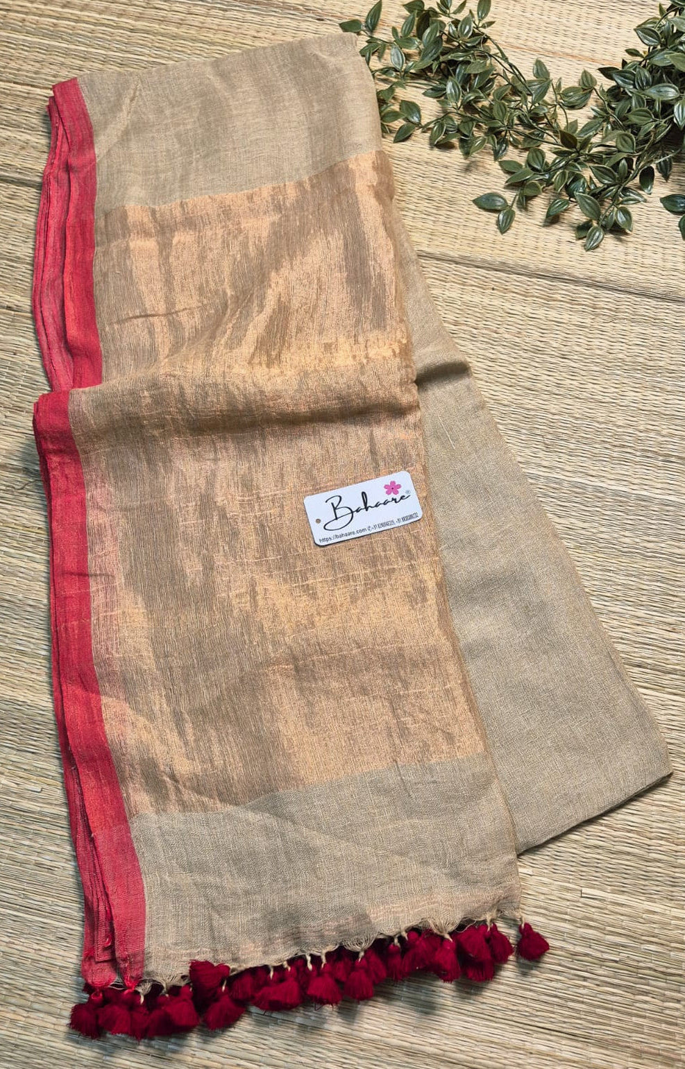 Woodland Whispers | Olive Beige Jayshree Linen Saree