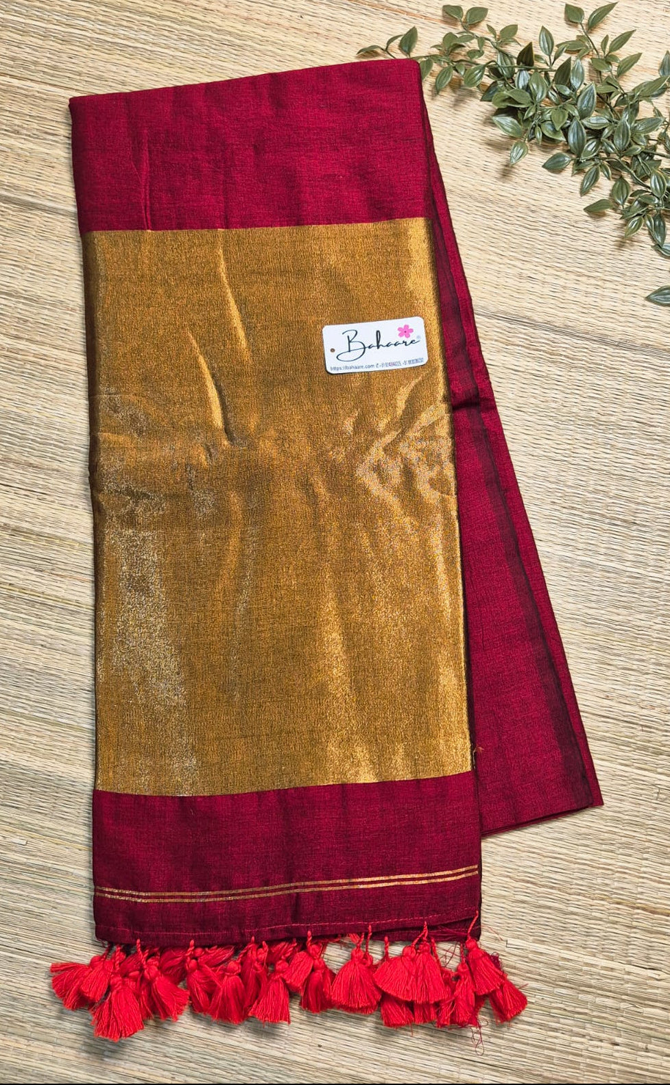 Cotton Galleria | Imperial Maroon Acrylic Cotton Saree with Zari Pallu