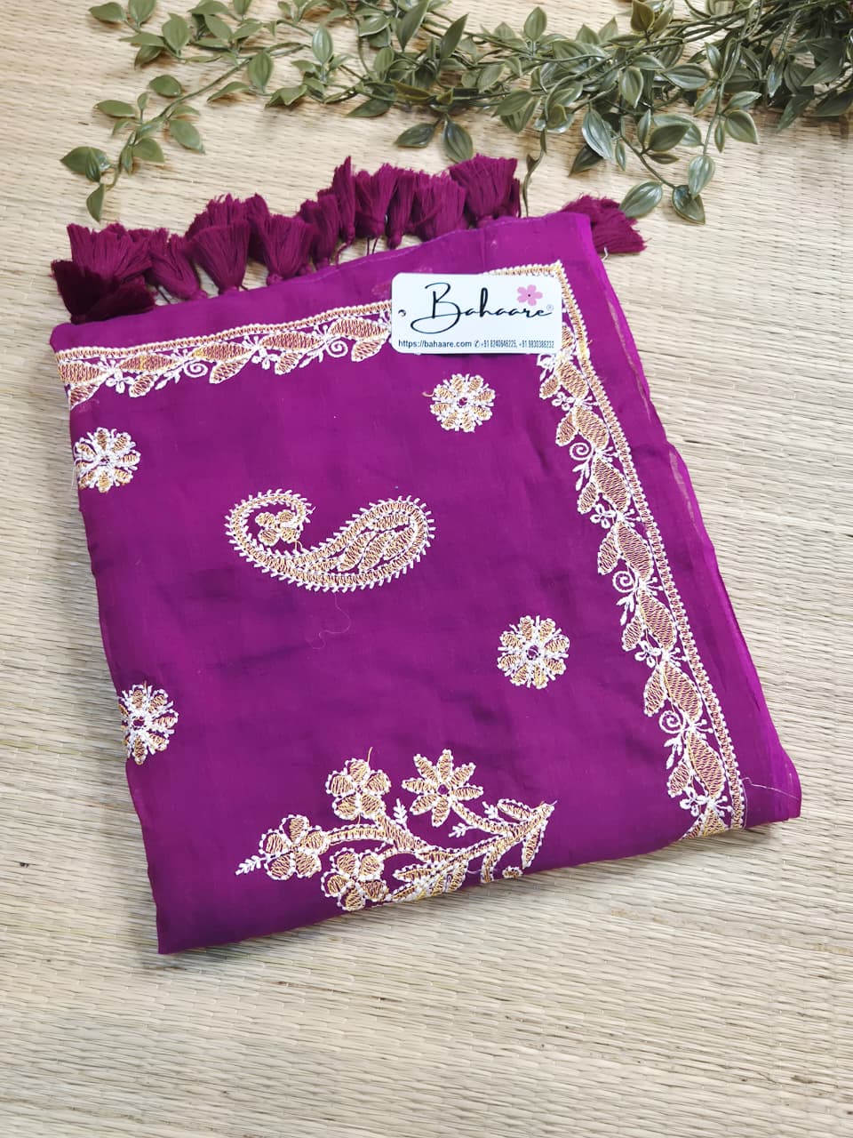 Mohini | Magenta Bloom Mul Mul Cotton Saree with Chikankari Embroidery