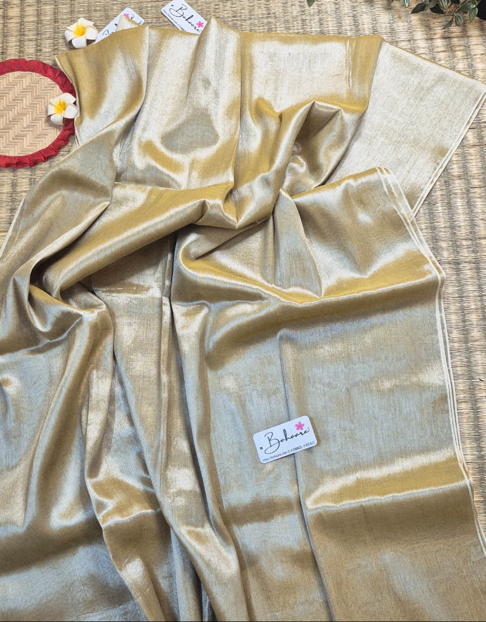 Galaxy | White Gold Tissue Saree