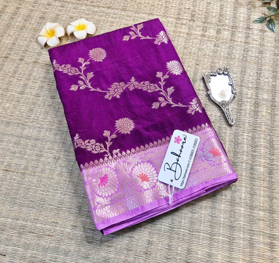 Utsav | Magenta Benarasi Katan Silk Saree