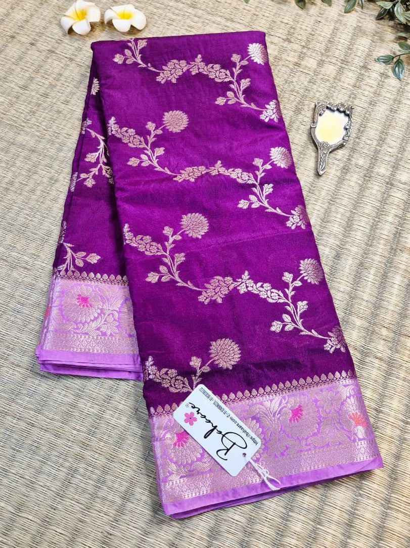 Utsav | Magenta Benarasi Katan Silk Saree