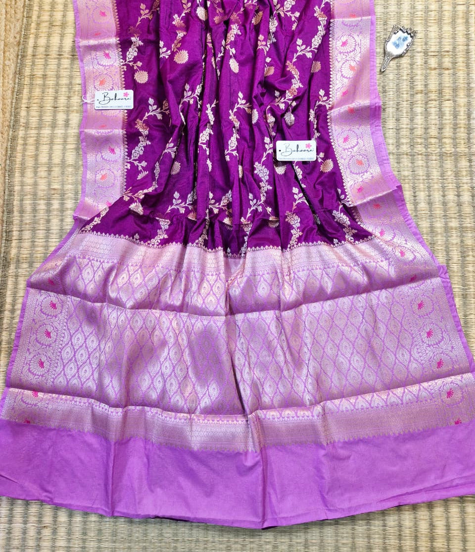 Utsav | Magenta Benarasi Katan Silk Saree
