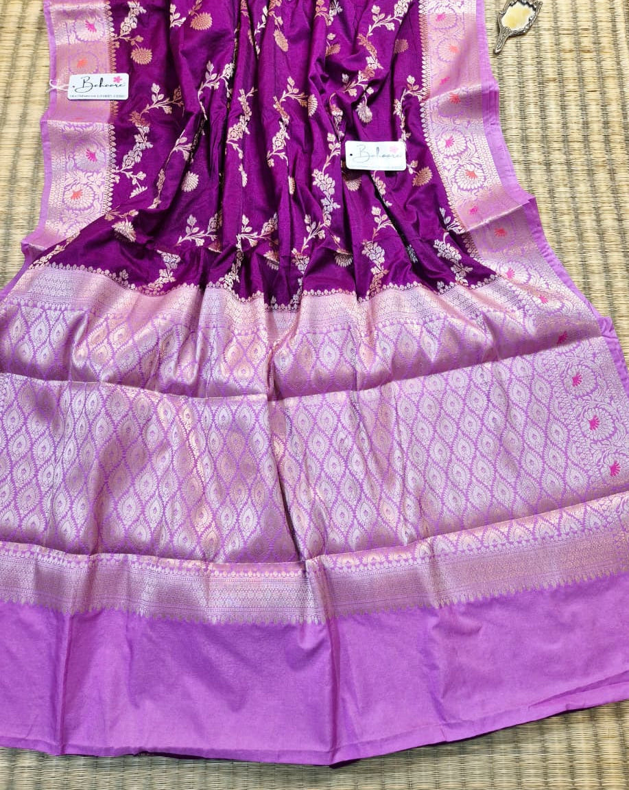 Utsav | Magenta Benarasi Katan Silk Saree