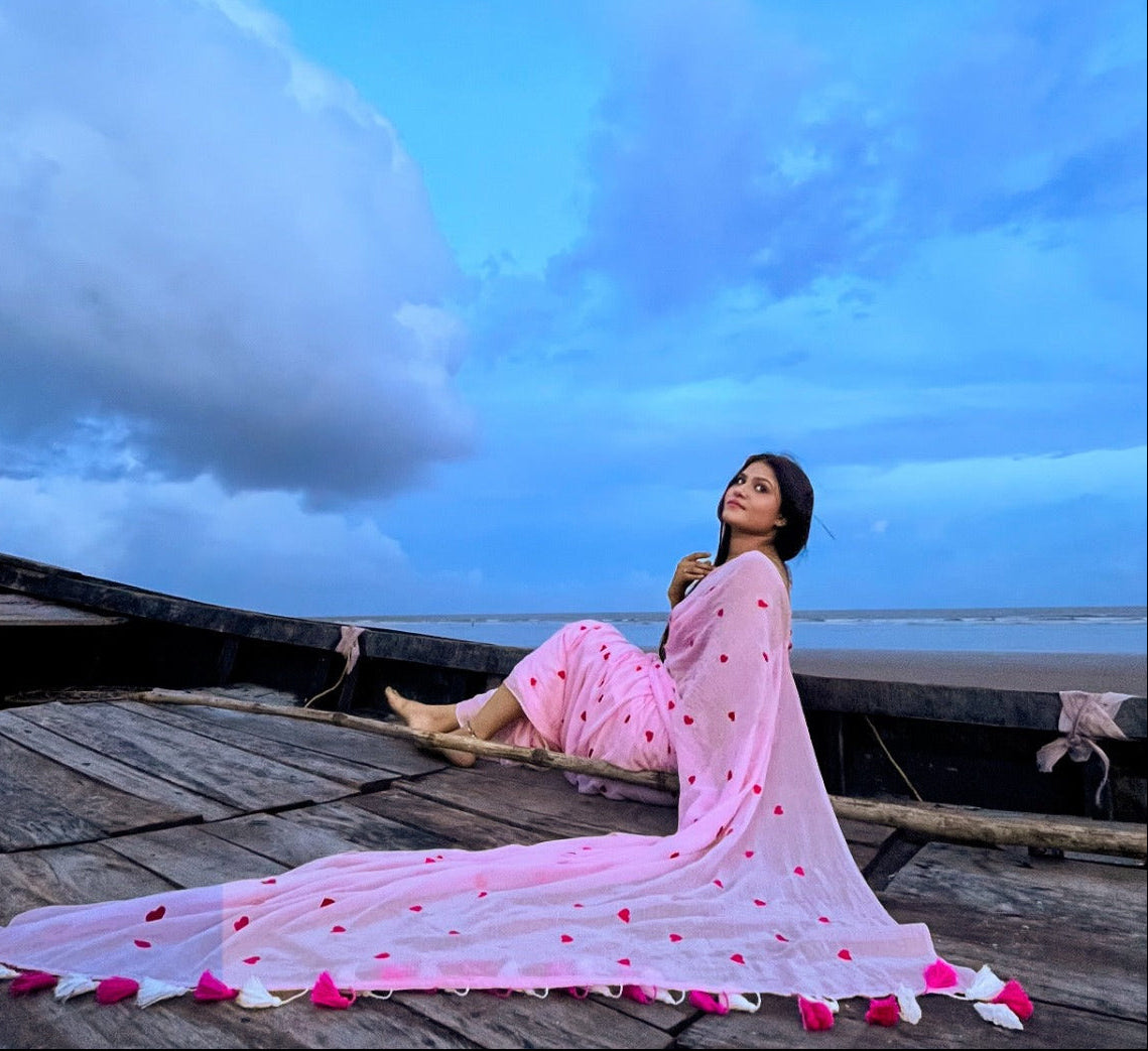 Dil | Pink Mul Mul Cotton Saree