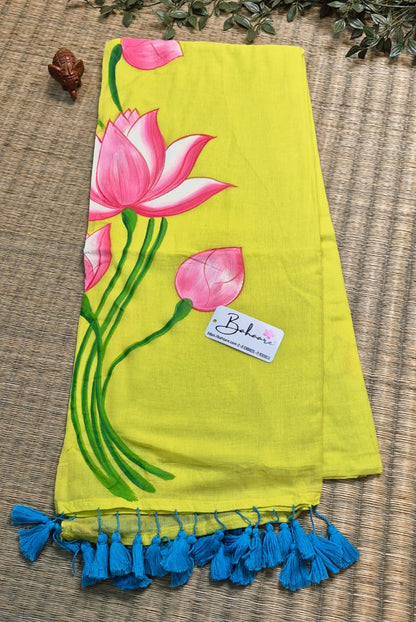 Lotus Luminance | Neon Mul Mul Cotton Saree