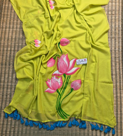 Lotus Luminance | Neon Mul Mul Cotton Saree