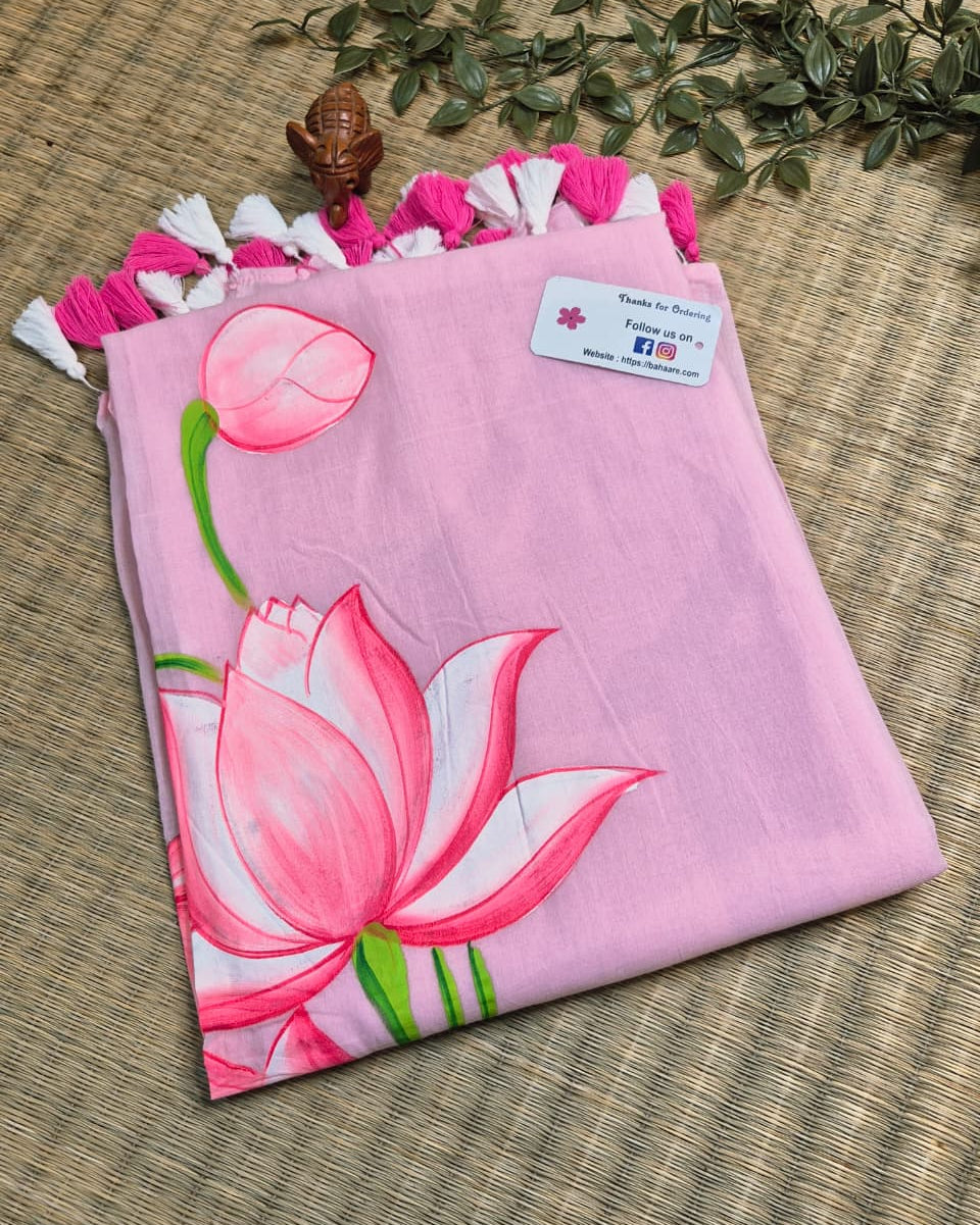 Lotus Luminance | Pink Mul Mul Cotton Saree