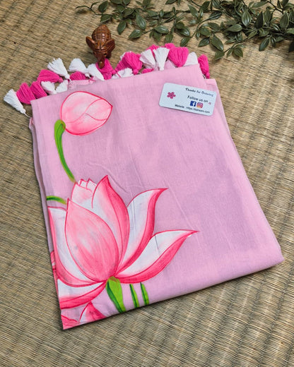 Lotus Luminance | Pink Mul Mul Cotton Saree