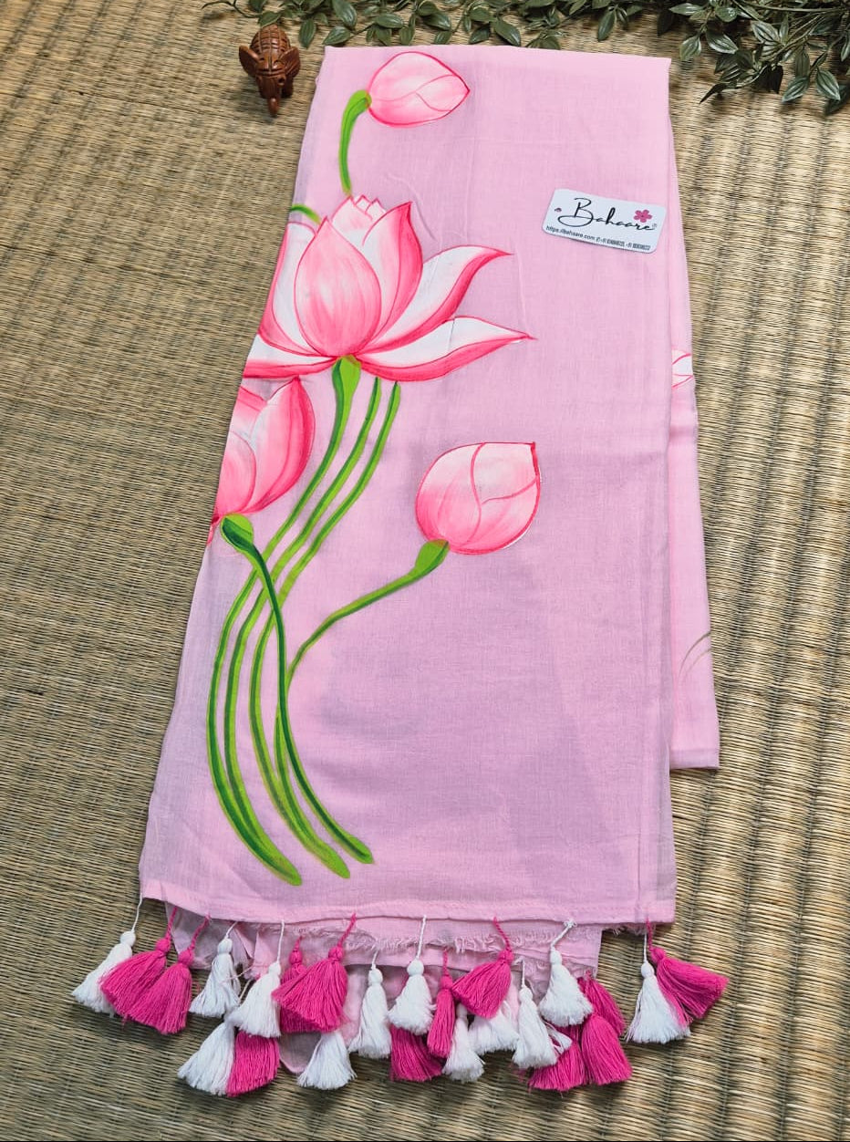 Lotus Luminance | Pink Mul Mul Cotton Saree