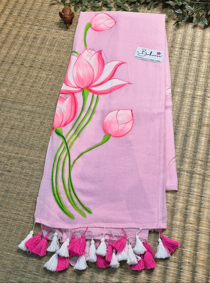 Lotus Luminance | Pink Mul Mul Cotton Saree