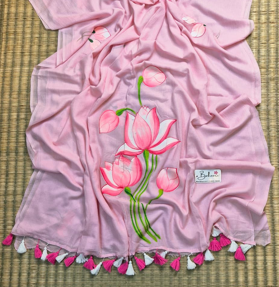 Lotus Luminance | Pink Mul Mul Cotton Saree
