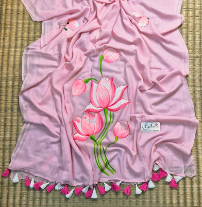 Lotus Luminance | Pink Mul Mul Cotton Saree