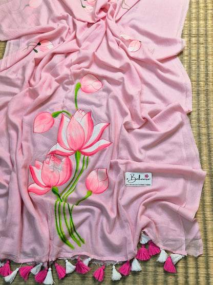 Lotus Luminance | Pink Mul Mul Cotton Saree