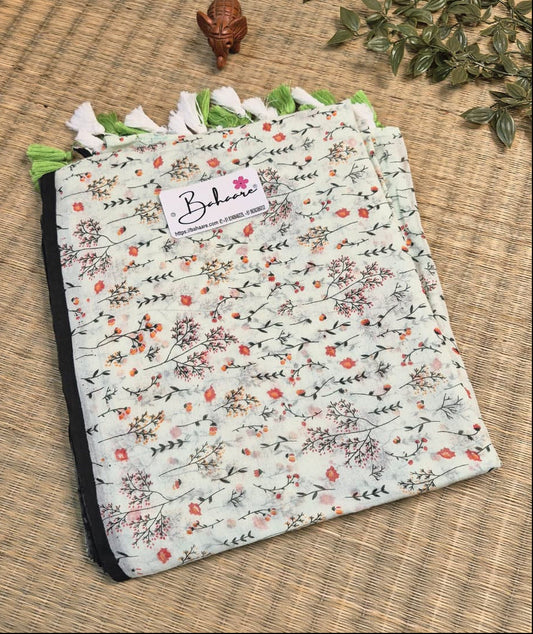 Polka Passion | Sea Green Mul Mul Cotton Saree