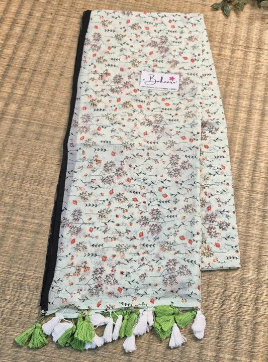 Polka Passion | Sea Green Mul Mul Cotton Saree