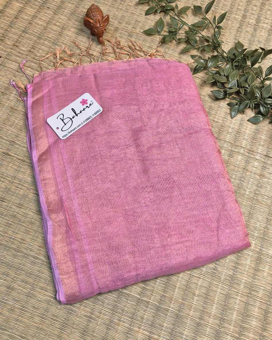 Springtime Serenity | Pink Aura Tissue Linen Saree