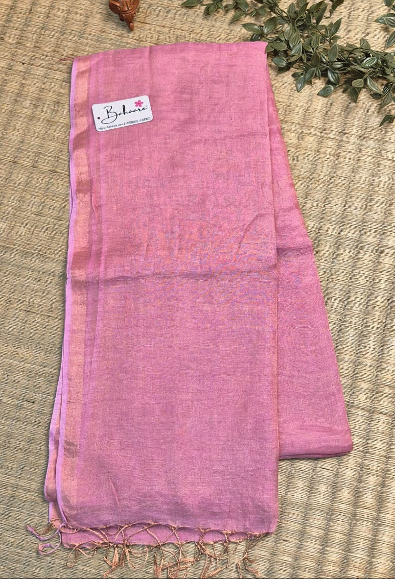 Springtime Serenity | Pink Aura Tissue Linen Saree