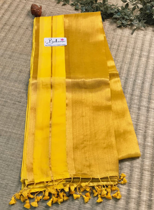 Megha | Sunshine Yellow Tissue Saree