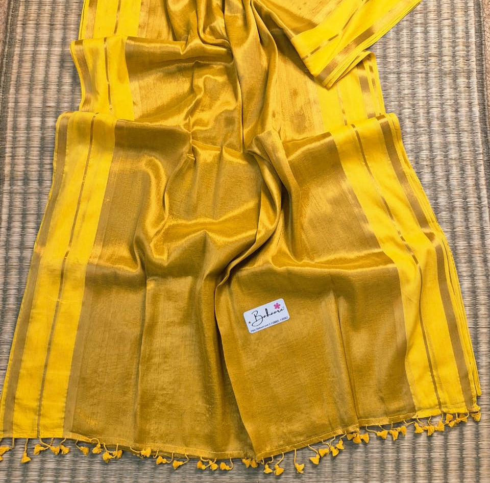 Megha | Sunshine Yellow Tissue Saree