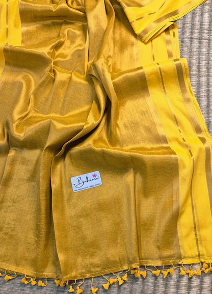 Megha | Sunshine Yellow Tissue Saree