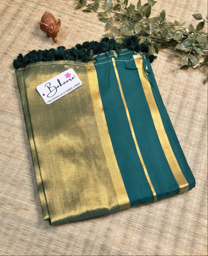 Megha | Pine Green Tissue Saree