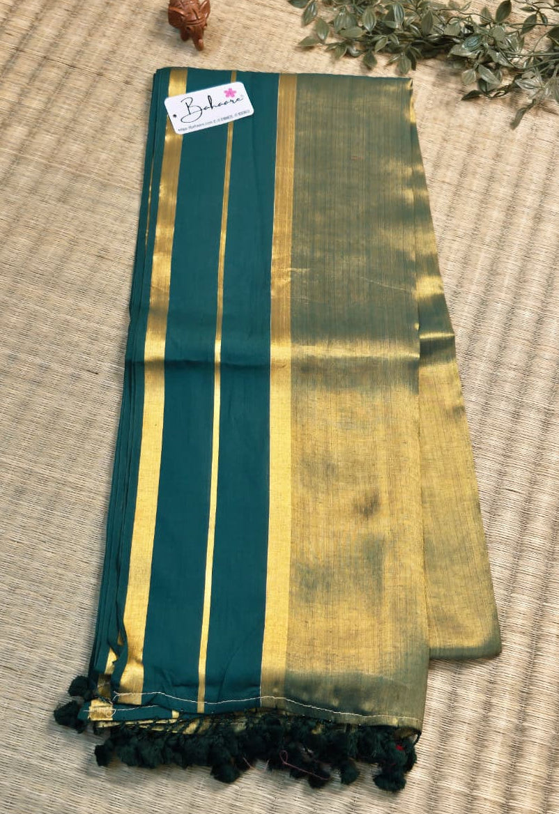 Megha | Pine Green Tissue Saree